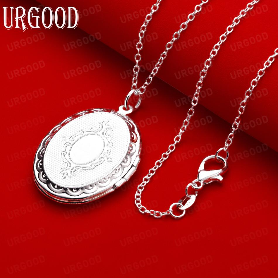 925 Sterling Silber Exquisites Vintage Foto-Box Anhänger Halskette - Stilvoller Abend Schmuck