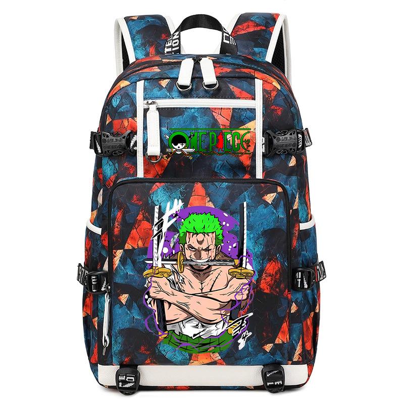One Piece Zoro Anime Backpack Large Capacity School Bag for Teens Kids