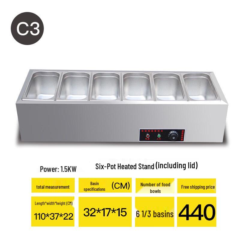 Aokewen C3 Commercial Food Warmer with 6 Basins