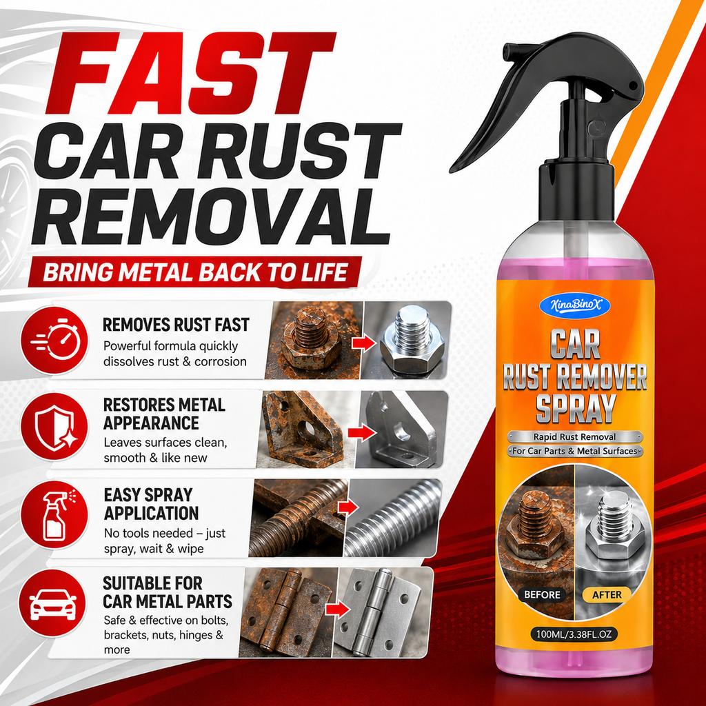 Car Rust Remover Spray 100ml - Fast-Acting Rust Dissolver for Wheels, Bolts & Metal Parts, Restores Shine