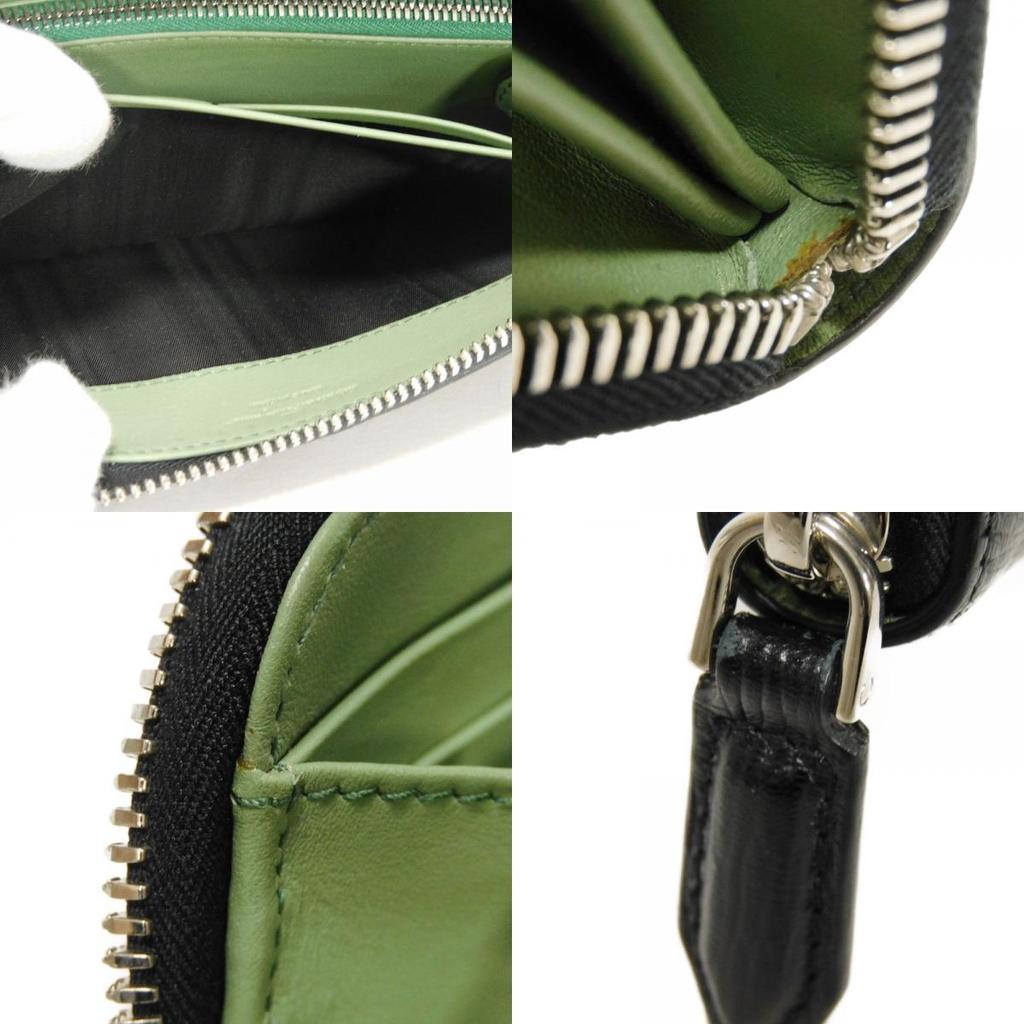 Used 9896 Long Zip Wallet 66A590 7940 Green Two-Tone Zip Around Gancini Black Men's from Japan AUTHENTIC