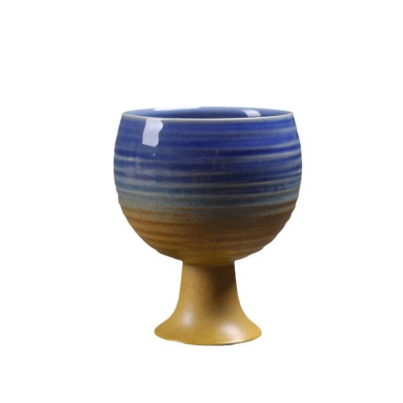 Kiln-Changed Ceramic Cup Tall Wine Glass Retro Small Capacity Wine Glass High Value Concentrated Coffee Cup Goods
