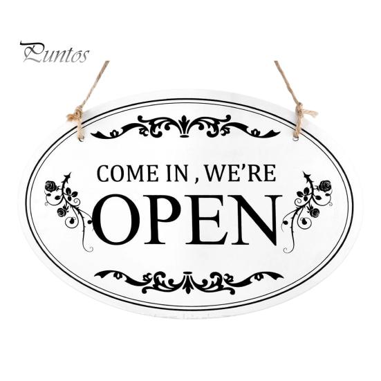 Easy To Install Shop Sign Wooden Open Closed Sign, Double-Sided Hanging Door with Vintage Wall Mounted Store Frame, Waterproof Storefront Business