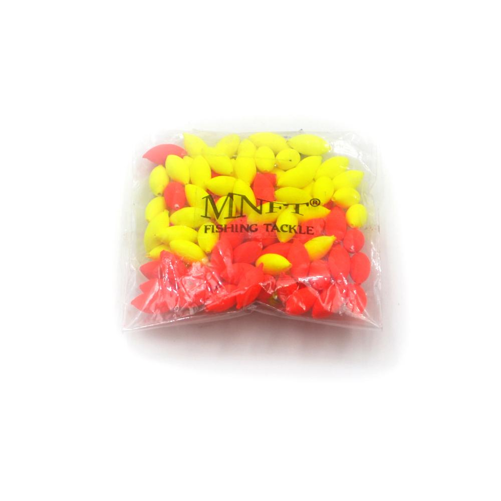 MNFT 100Pcs Oval Mini Fishing Float Bobber Rig Making Fishing Floating Beans Red/Yellow Striking Beads With Hole No Stopper 3 4#