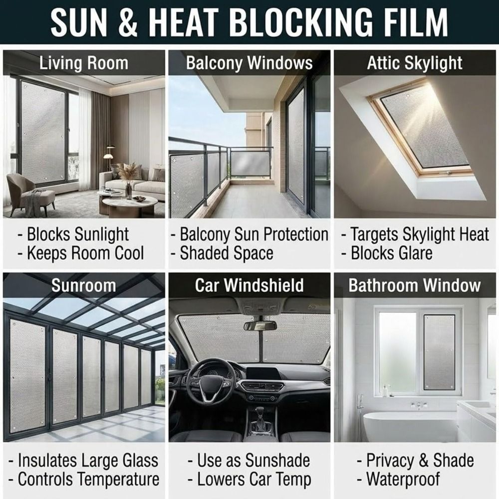 Anti-UV Window Sun Shade Film Double Side Window Privacy Film Windows Sunshade Curtain for Home