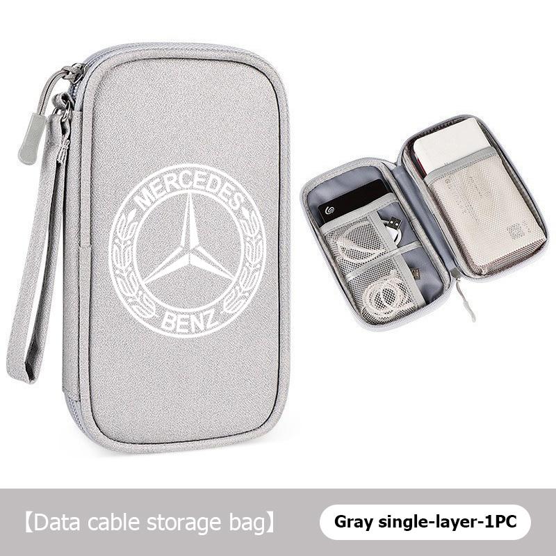 AABGW1 For Benz Oxford Cloth Car Styling Digital Data Line Box Travel Organizer Trunk Storage Bag AMG VIANO GLB GLC W108 W124 W126 W169