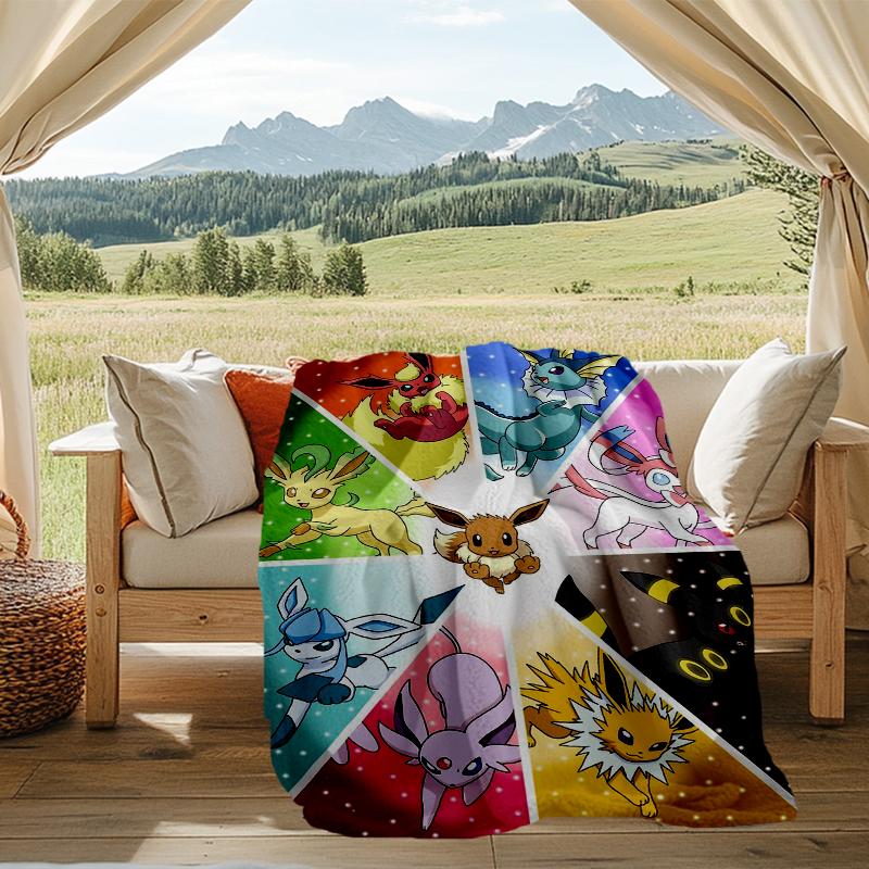 Eeveelutions Print Flannel Blanket, Soft Warm Lightweight Throw Blanket for Living Room,Sofa Bed Camping Office