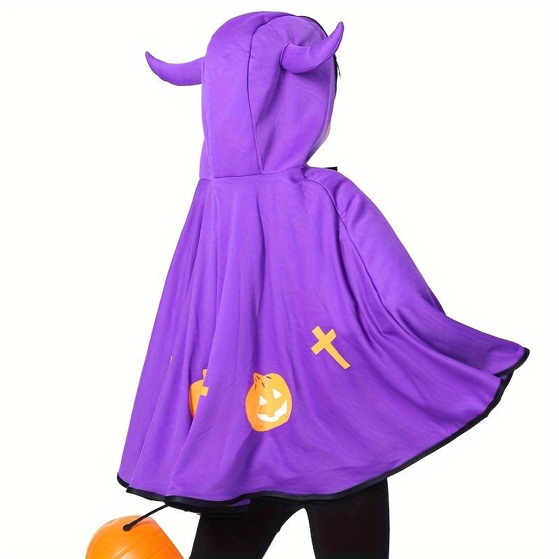 1Pc Four - Color Devil Horn Cloak - Kids' Performance Costume, Festive & Party Prop, Spooky Halloween Outfit Accessory