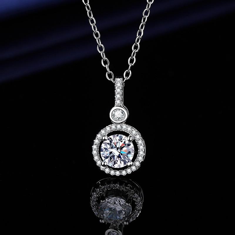 Necklace For Women Sterling S925 Silver With White Gold Plated Lab Diamond Jewelry Wedding Pendant ZircomGood product