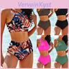 Tank Color Top Solid Womens Swimsuit Ladies Split High Waist Swimsuit Twopiece Set