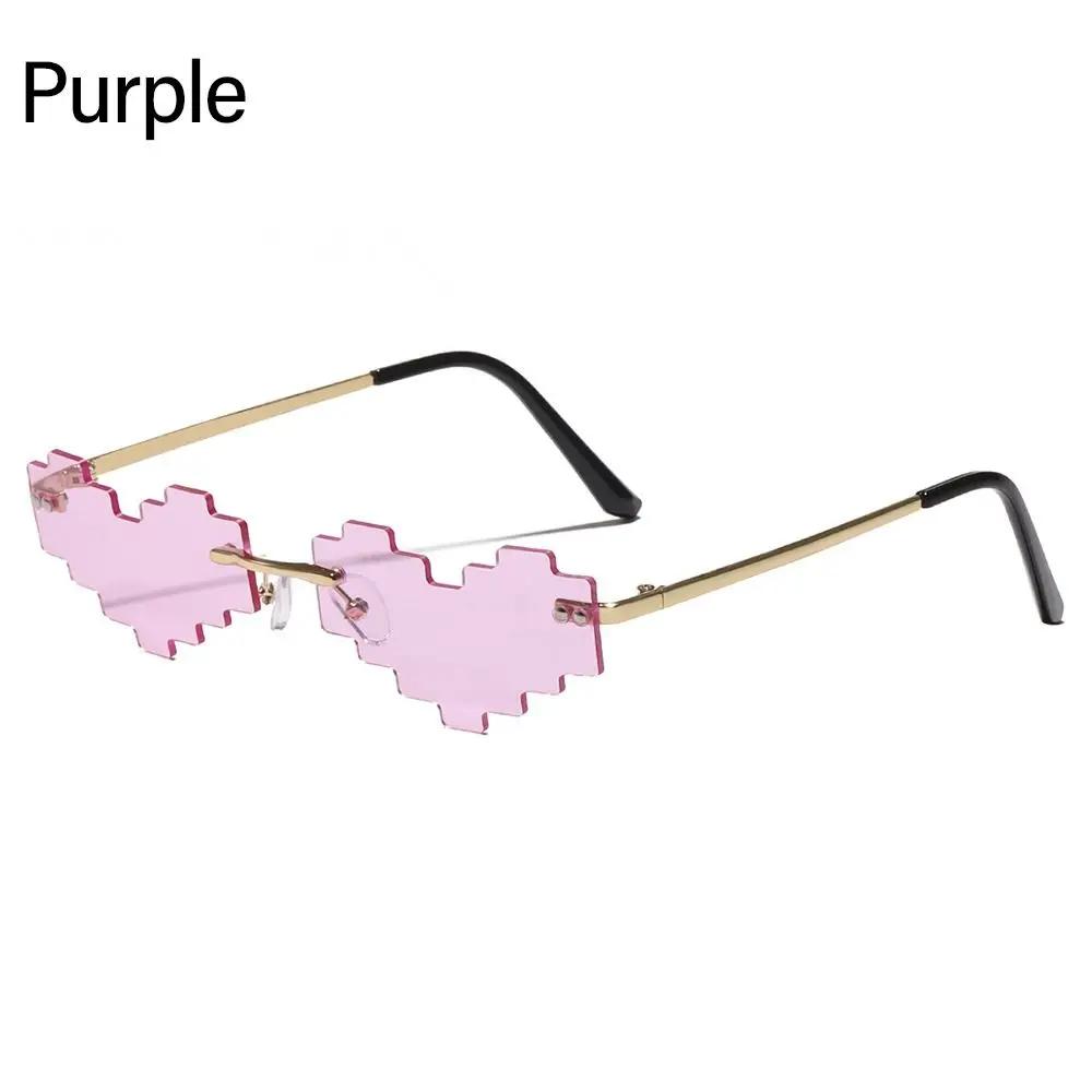 Novel Mosaic Heart Sunglasses Funny Pixelated Mosaic Glasses Retro Gamer Robot Eyeglasses Cosplay Party Glasses for Men Women