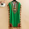 Sommer Ethnischer Stil Damenkleid Rundhalsausschnitt Druck Kontrastfarbe Geometrischer Druck Pullover Locker Kurze Ärmel Midi-Kleid