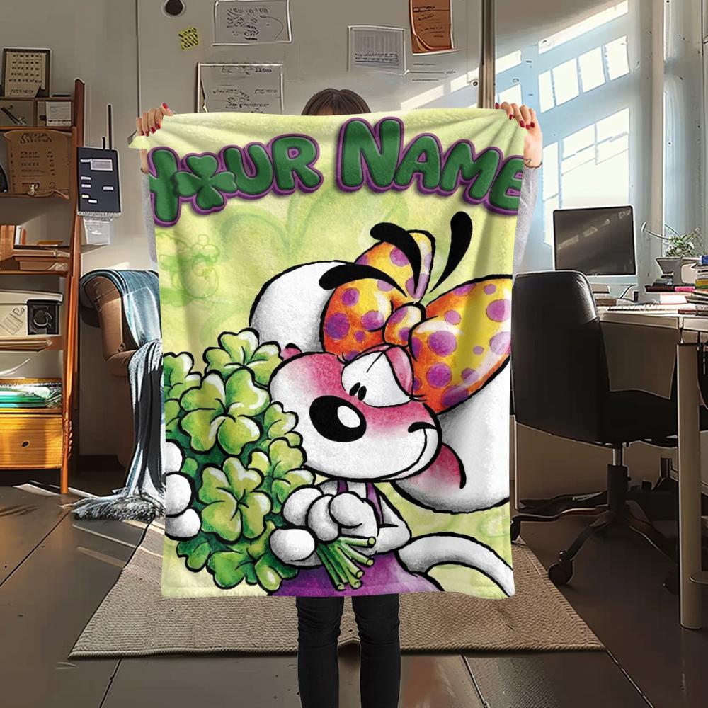 1PC Custom Name Diddl Patterned Flannel Blanket Suitable For All Seasons for Home Decor Warmth and Comfort Gifts Holiday Present