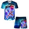 Sommer Herren Japanischer Anime Dragon Ball Kinder T-Shirt und Shorts Zweiteiler Super Mario 3D Gedrucktes Kinder Jungen und Mädchen Set