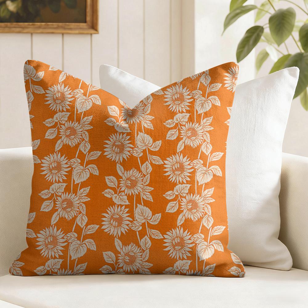 Sunflower Pattern Cushion Cover Natural Linen Pillow Cover DoubleSided Print Cushion Cover for Sofa Home Decor