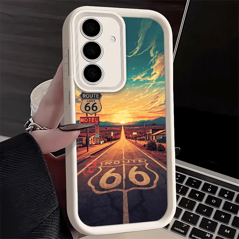 Handyhülle für Samsung Galaxy S26 S25 Ultra S24 FE America Route 66 Schale S23 Plus S22 + S21 S20 5G Weiches Silikon Funda