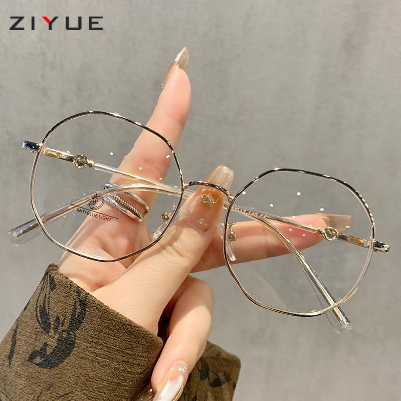 

Ретро Золотая Металлическая Женская Оправа для Очков - Металл Премиум-класса, Стройнящий Дизайн, Очки для Близорукости Plano с Защитой от Синего Света.