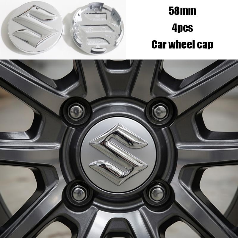 KIBI5 4pcs 3D 54mm 58m Suzuki Integrated Car Wheel Emblem Wheel Center Hub Cap Auto Rim Refit Badge Covers Styling Sticker Accessories