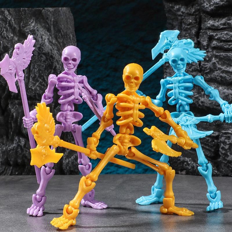 1 Set Multi-Articulable Skull And Bone Puppet Decoration Action Figures Three-Dimensional Skull Model Assembly Toy Gift