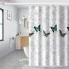 1pc thickened polyester shower curtain gray  -   With Hooks Waterproof Mildew Proof Easy Install Washable