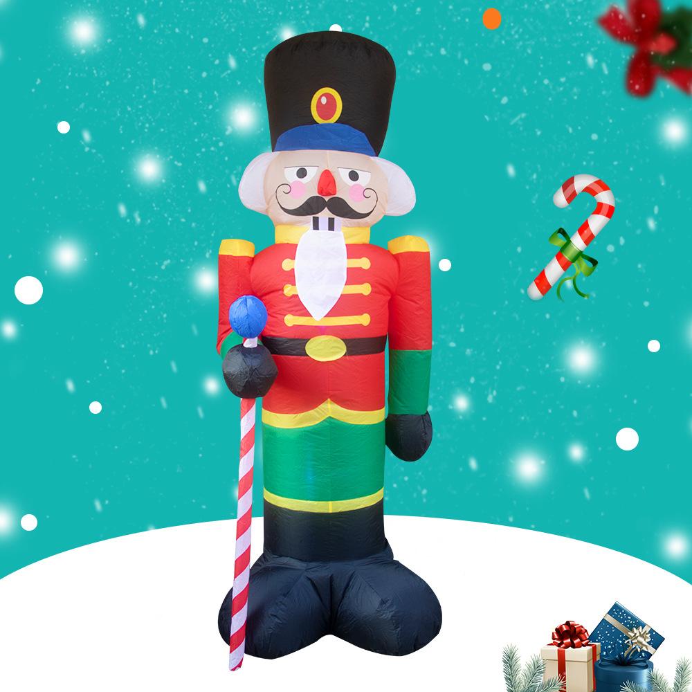 Christmas Inflatable Decor 2.4M Giant Santa Soldier with Lights Outdoor Holiday Decoration