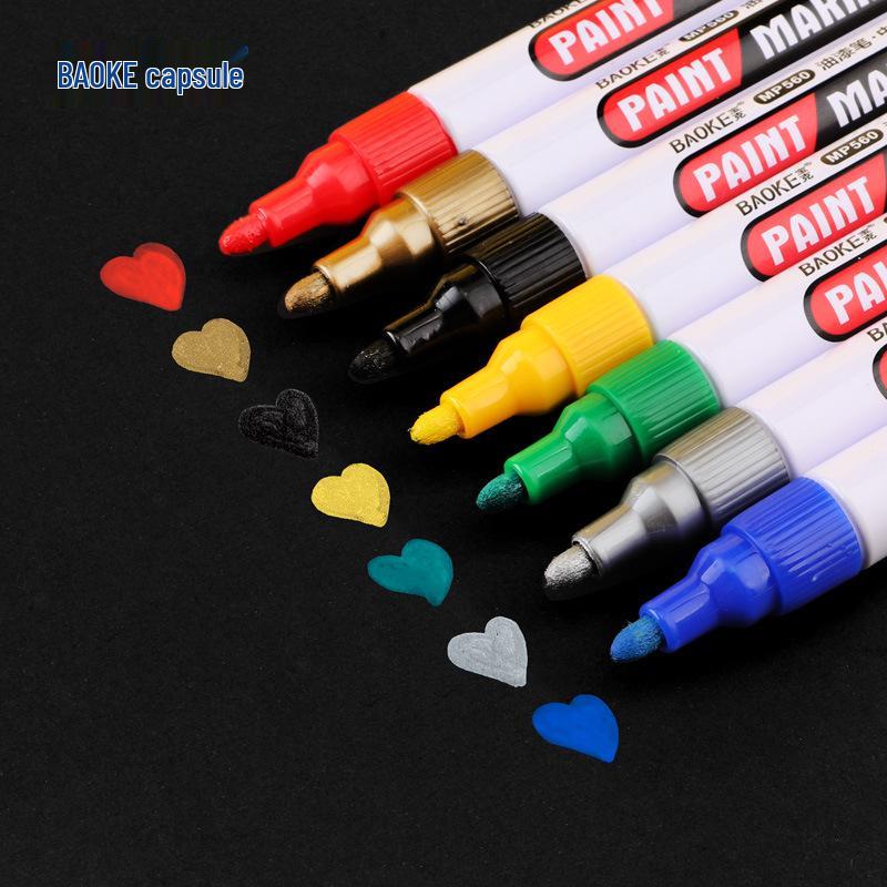 BaoKe MP560 Waterproof Fade-Resistant White Gold Paint Pen for Car Tire Touch-ups