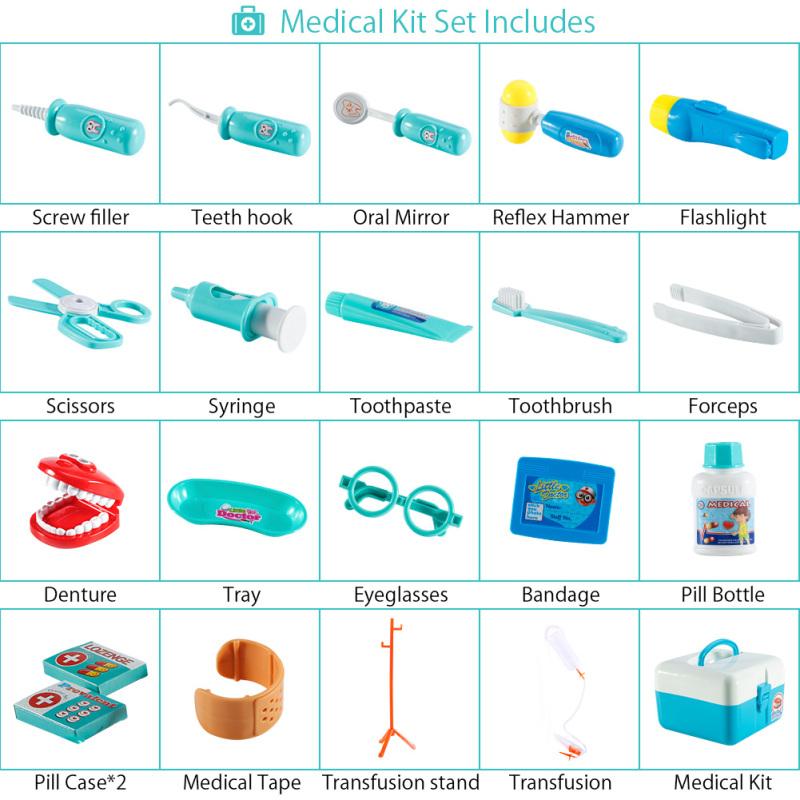 20Pcs/Set Kids Boys Girls Doctors Role Pretend Play Medical Dentist Kit Set Gift Toy Game