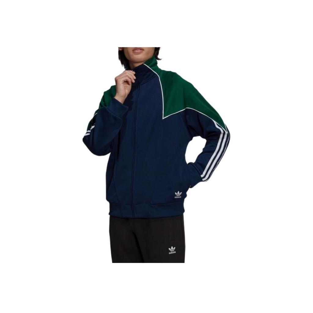 Adidas Originals Big Trefoil Abstract Color Block Logo Zip Jacket Men Jacket Green GE6235