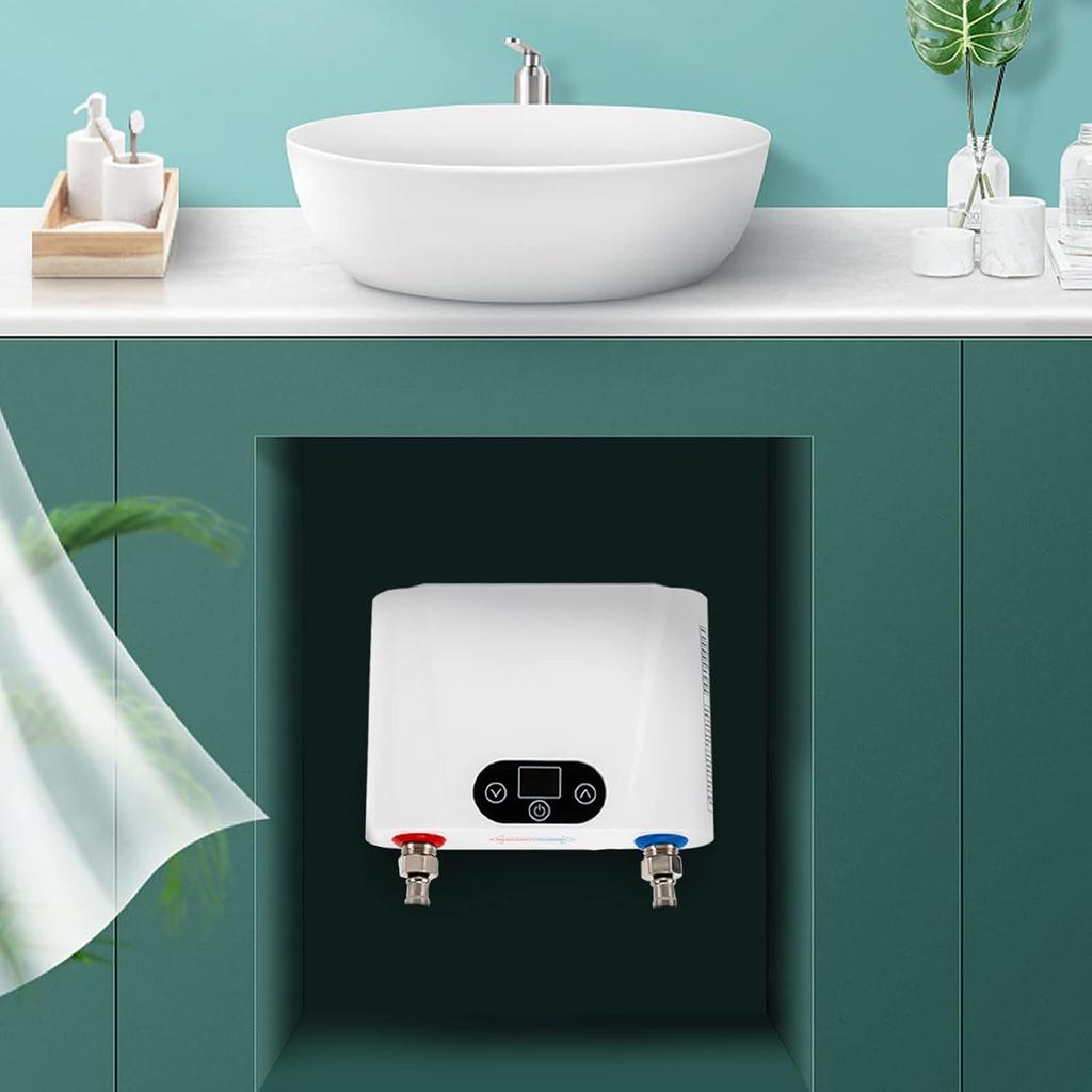 Electric Tankless Water Heater 220v 5.5kw Water Heater for Home Instant Mini Smart for Under Sink Kitchen 5500w White