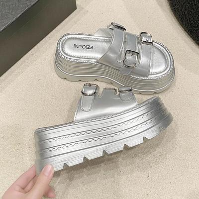 Scarpe Piatte in Ecopelle Microfibra 8cm Sandali Estivi da Donna Open Toe Ciabatte Scarpe con Zeppa Piattaforma Alta Donna