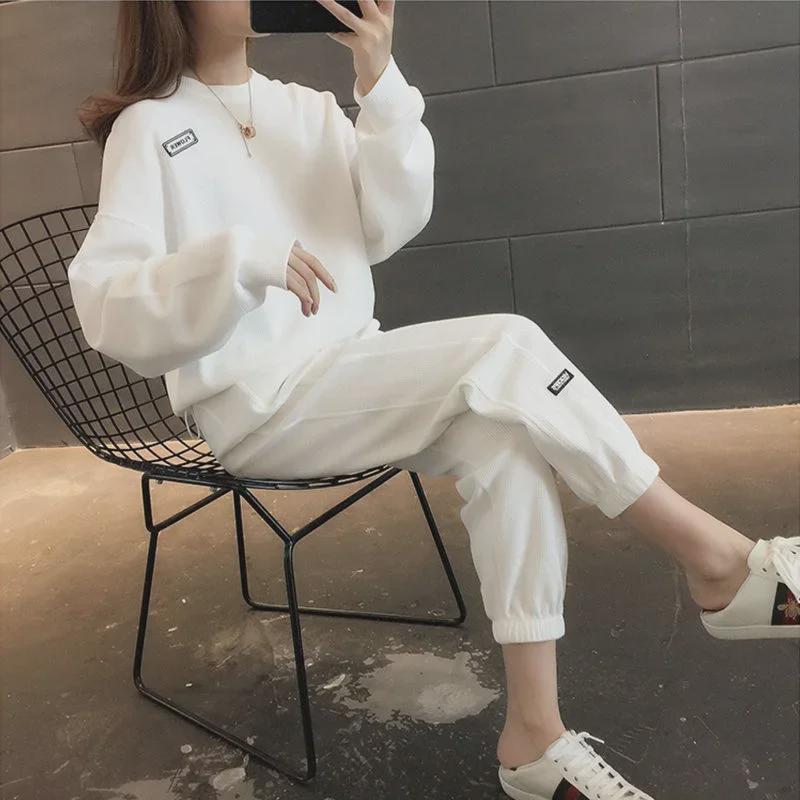 Women's Spring & Autumn 2023 Casual Two-Piece Suit: Fashionable Loose Sweatshirt and Trousers Set