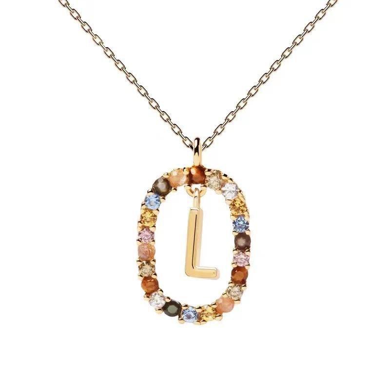 European & American Spanish Zircon Alphabet Necklace - Stylish Clavicle Chain Pendant