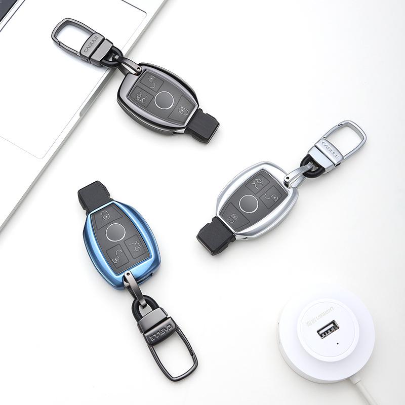 Aluminum Alloy Car Key Case for Mercedes-Benz E-Class, S-Class, C260L, E200 - Full Wrap Key Cover