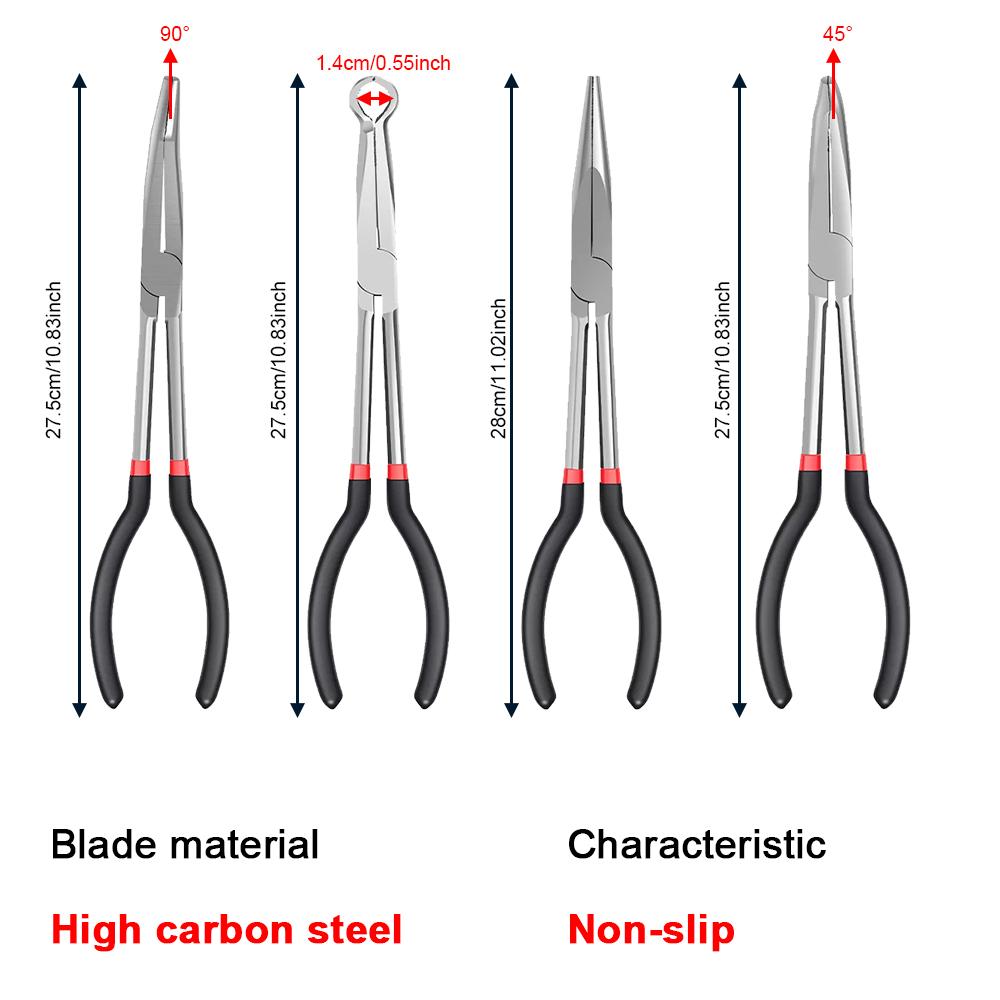 4Pcs Hose Gripper Plier Carbon Steel Long Reach Straight Spark Plug Removal Pliers Car Electrical Disconnect Plier Hose Clamp