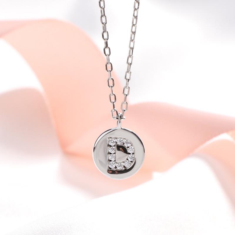 Fashionable Simple Round Card Pendant English Letter Necklace For Women S  Versatile Ornament Premium