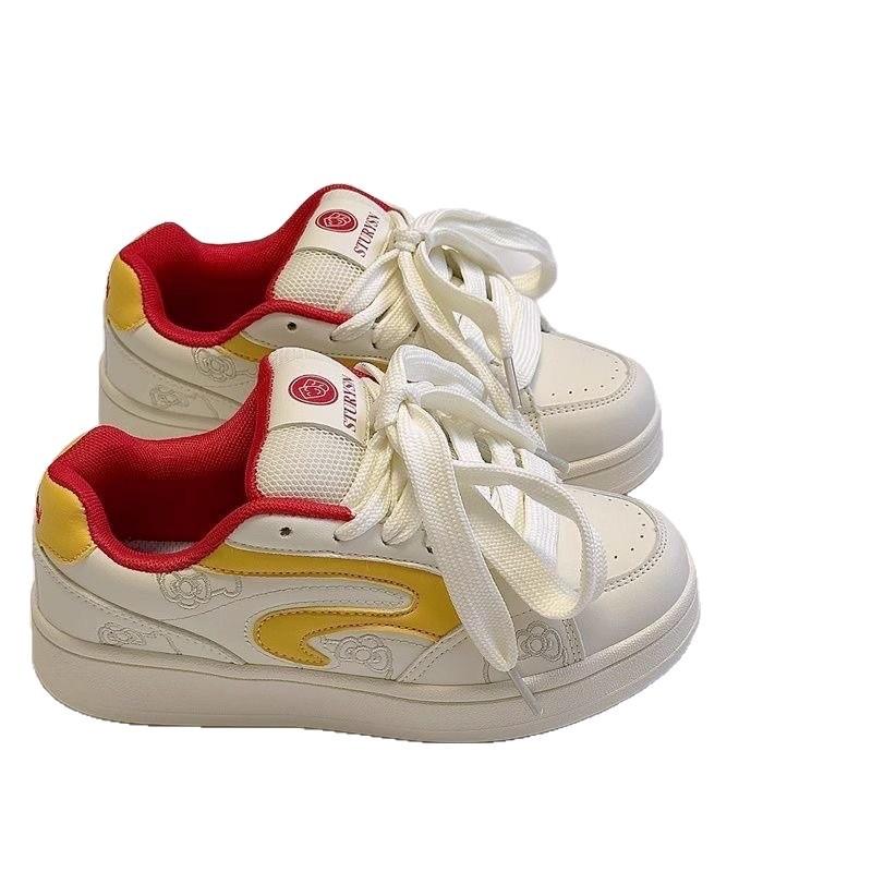 Originales Mädchenherz schwarz und pink Brotschuhe Damen ins Tide 2025 Frühling neue Board-Schuhe vielseitige lässige weiße Schuhe