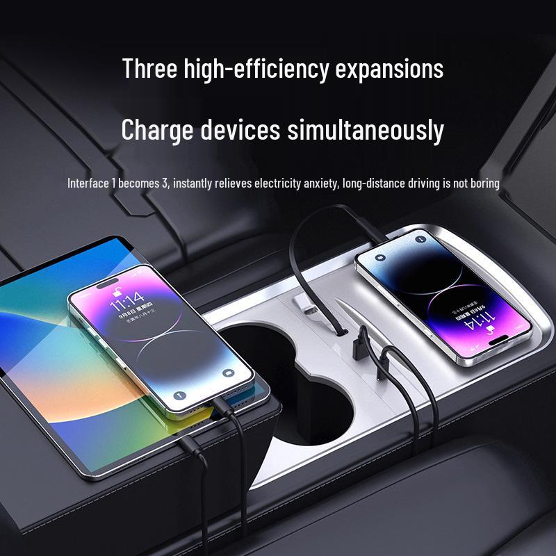 Tesla Y/3 Center Console USB Fast Charger with Retractable Dock