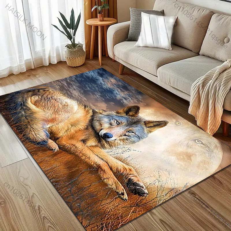 Vintage Art Wolf Print Carpet for Living Room Bedroom Bedside Sofa Floor Mat Modern Home Decor Aisle Corridor Area Rug