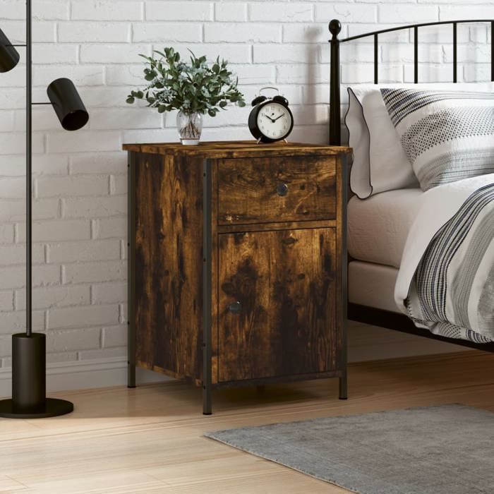 VidaXL Bedside Table Smoked Oak 40x42x60 Cm Engineered Wood 825907