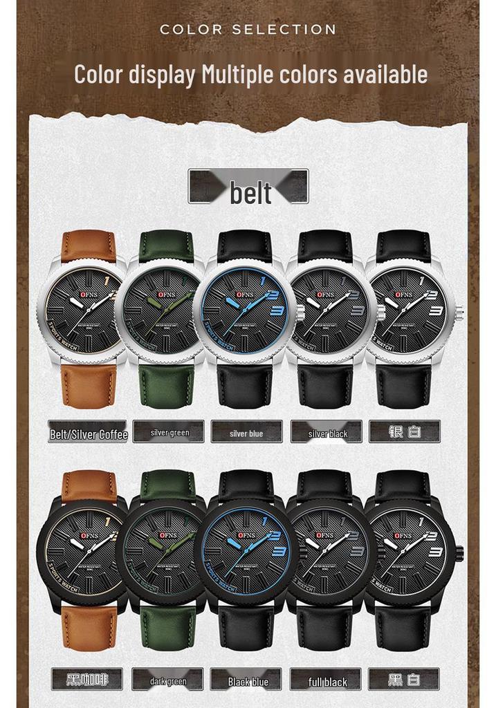 OFNS Men's Quartz Watch: Trendy, Simple Design with 3D Scale for a High-End Feel