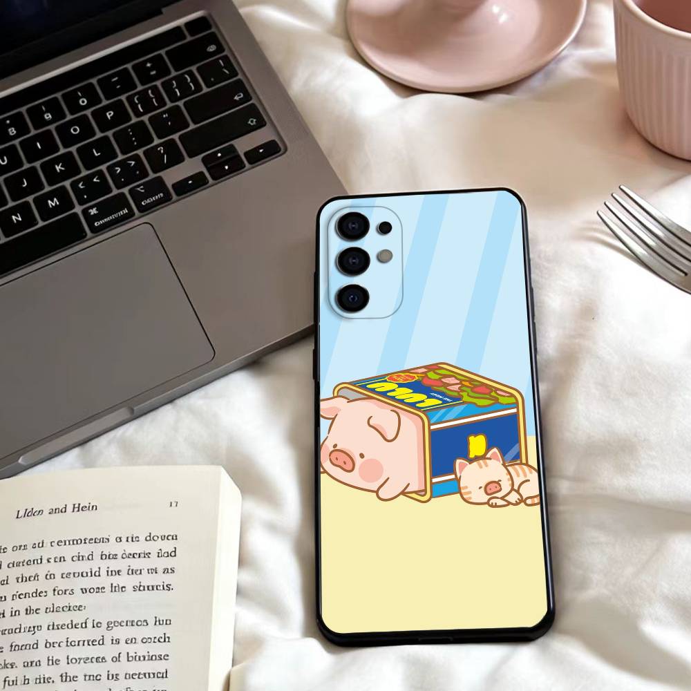 LuLu the piggy Phone Case For Samsung S25,24,23,22,30,21,10,9,Ultra,Plus,Lite,FE,4,5 G Soft Black Case