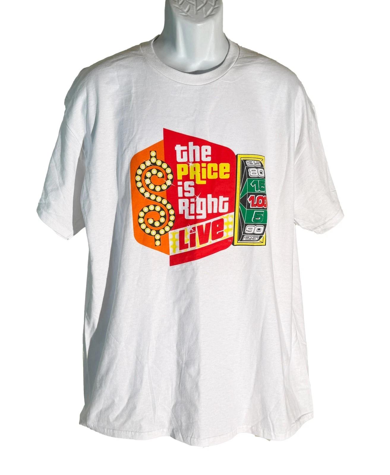 THE PRICE IS RIGHT LIVE Short Sleeve White 100% Cotton T-shirt Mens Tees Top XL 3XL
