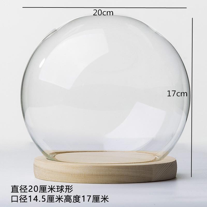 Ewige Blumen Ornamente Präsentationsschale Transparente Glasabdeckung Holzsockel Geschenk Präsentationsbox Kunsthandwerk Aufbewahrungsschale Staubschutz Kuchenform