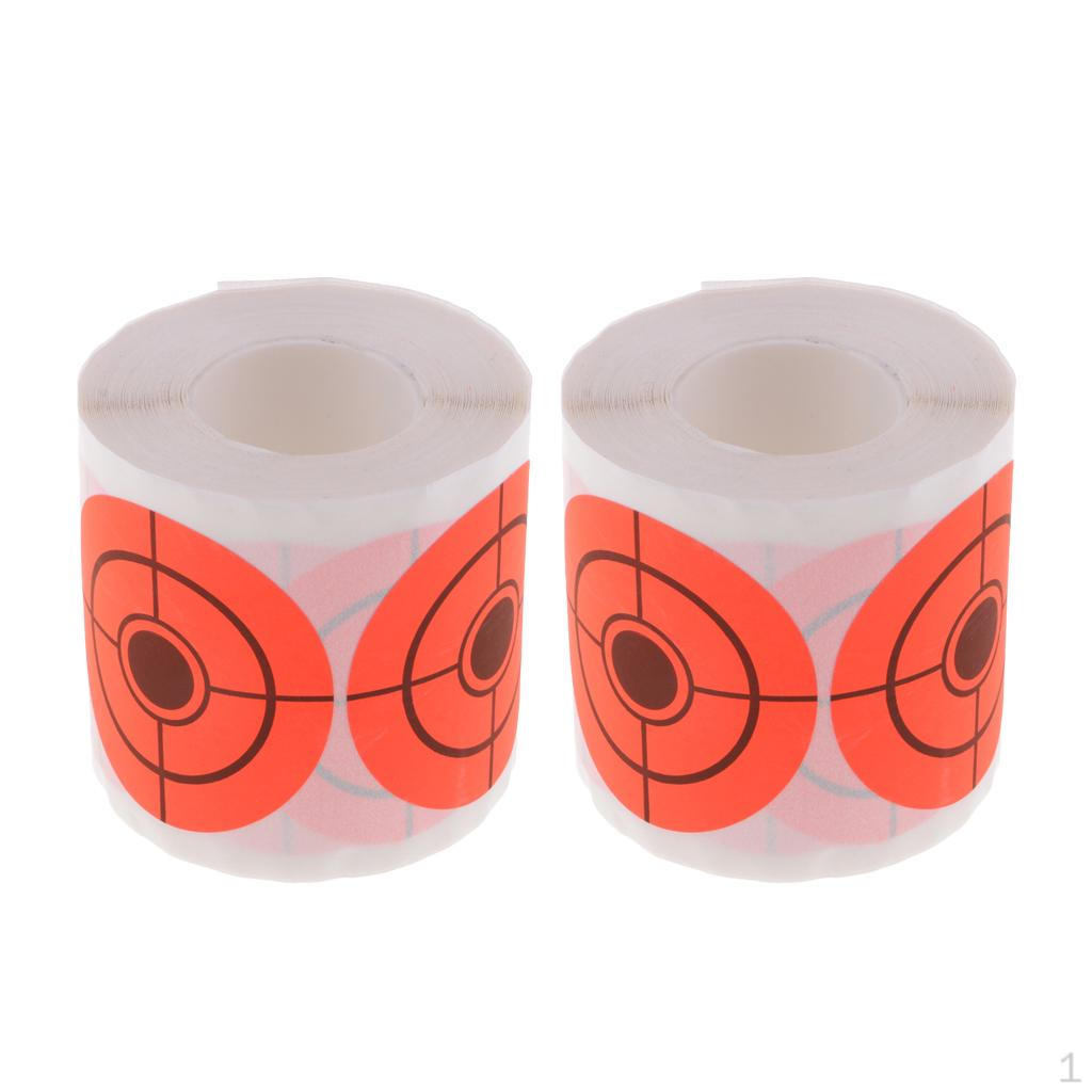 2 Rolls Paper Target Roll Florescent 2" Stickers
