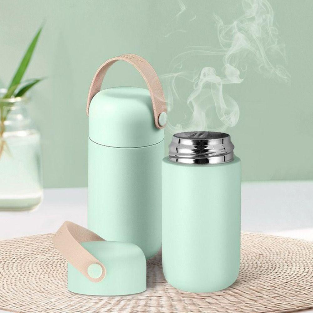 

with Leather Handle Thermoses Coffee Mug 150ml Pocket Bottle Office срібний