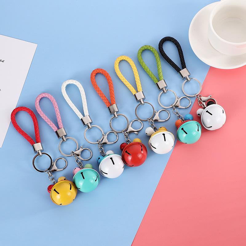 Stylish Couple Leather Cord Bell Keychain Charm - Multi-Color Fashion Accessory