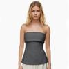 GMXIA Women's Summer Solid Color Sleeveless Backless Wide Lapel Slits Spread Breast Sexy Blouse Woman