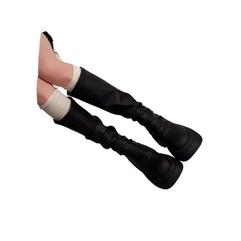 Damenstiefel, High Heels, Stiefel mit dicker Sohle, Lange Stiefel
