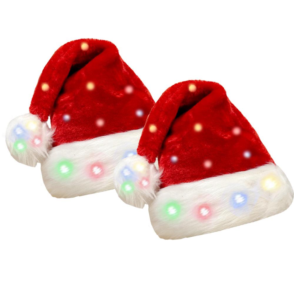 Christmas Party Hat Battery-Powered Plush Christmas Hat Light Up Santa Hat Festive For 2026 Christmas Party Holiday Celebration