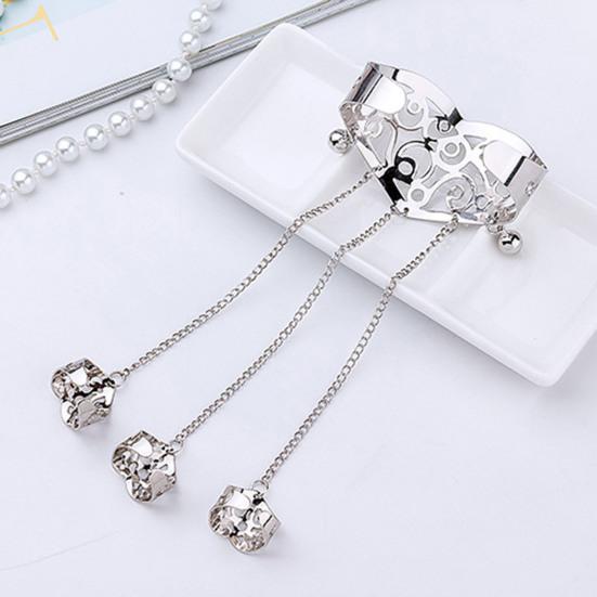 Multilayer Tassel Bell Hand Harness Bracelet Hollow Engraved Pattern Adjustable Bangle Finger Chain Jewelry Accessories